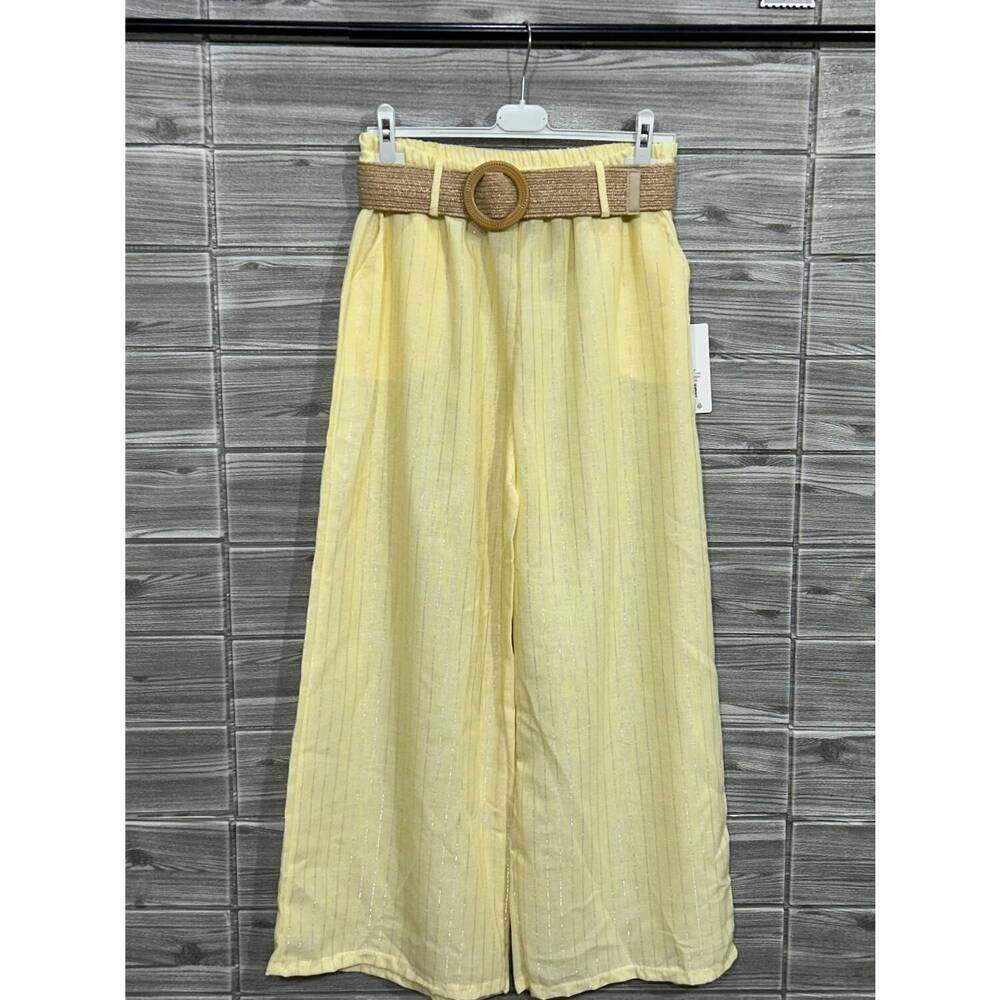 NEW OZ women's italian wide leg pants in yellow